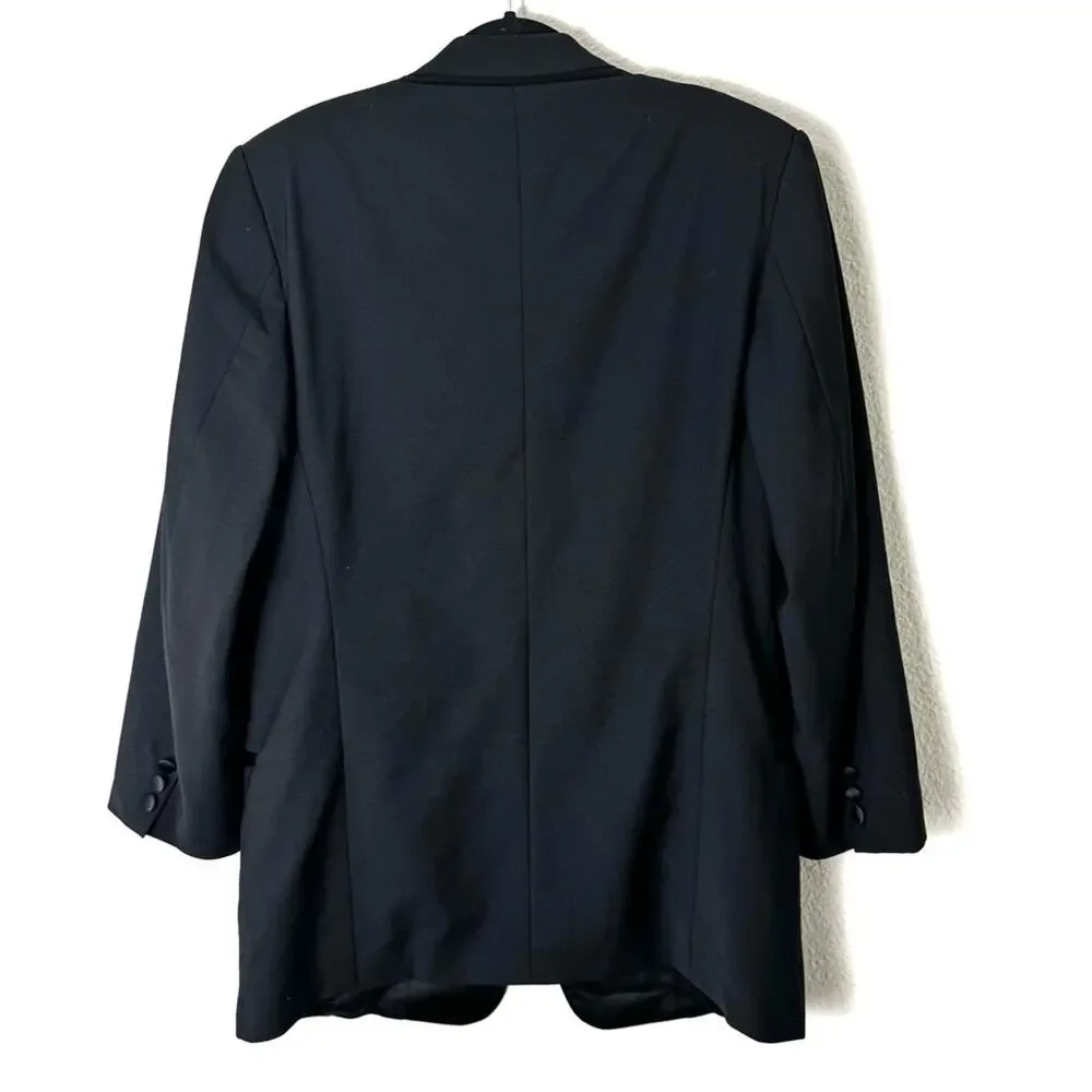 Jhane Barnes Black Satin Trim Blazer Men's Size 44 Long Tall